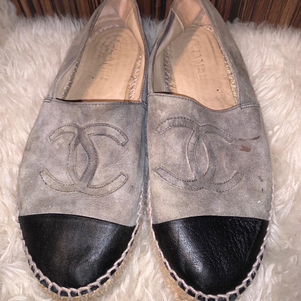 CHANEL black and gray espadrilles
